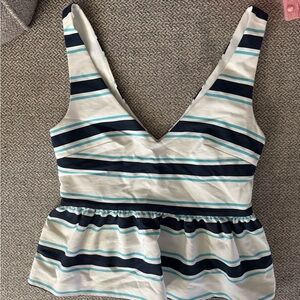 Striped Sleeveless Peplum Top